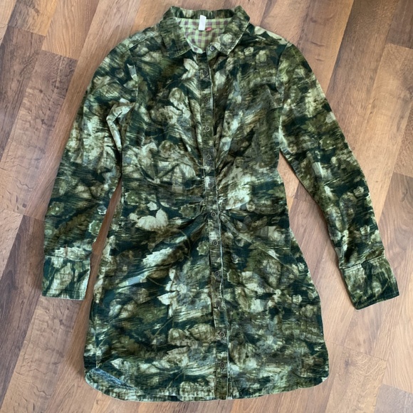 Pilcro Ruched Corduroy Shirt Dress - Picture 4 of 14